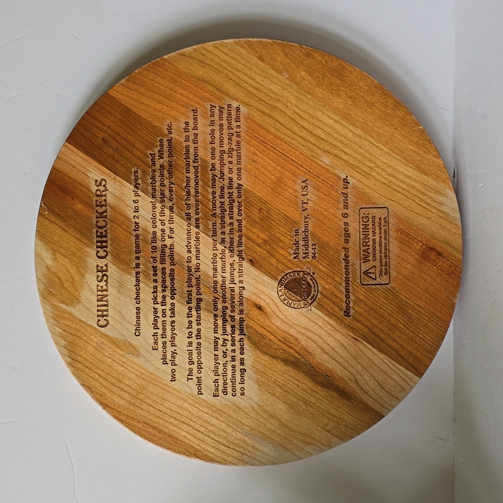 Wooden Chinese Checkers Game Board Vermont Made Maple Landmark Woodcraft Company - Picture 8 of 12